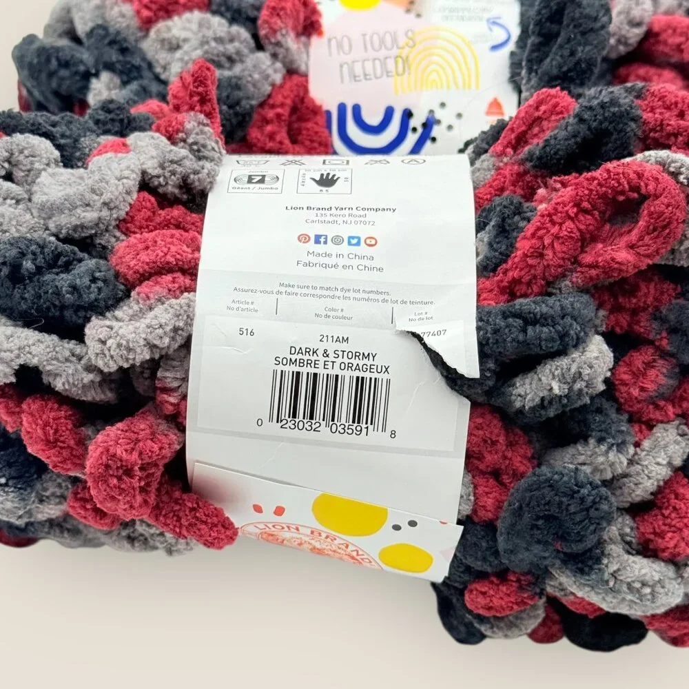 Lot of 2 Lion Brand Yarn Off The Hook Polyester Yarn Dark & Stormy 3.5oz 100g